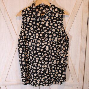 Pleione Daisy Sleeveless Blouse Size XL